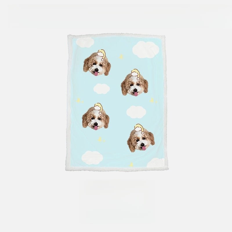 Custom Pet Portrait Sherpa Blanket – Personalized Dog & Cat Photo Fleece Blanket, Soft Double - Layer Throw - paw&bond