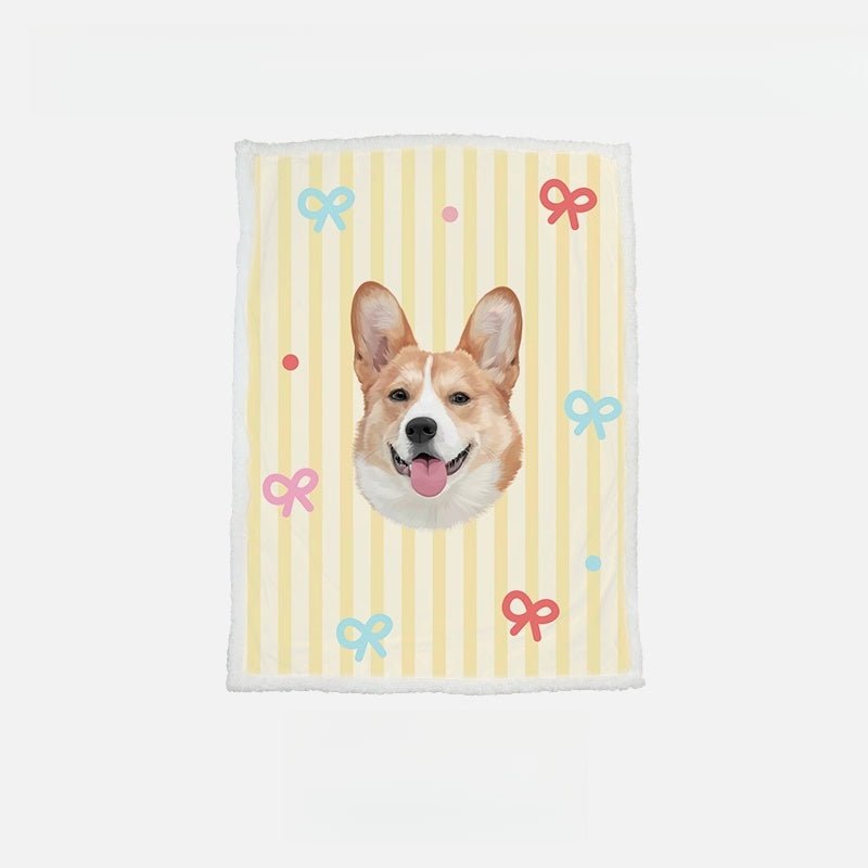 Custom Pet Portrait Sherpa Blanket – Personalized Dog & Cat Photo Fleece Blanket, Soft Double - Layer Throw - paw&bond