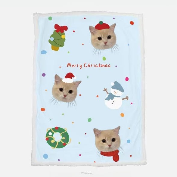 Custom Pet Portrait Sherpa Blanket – Personalized Dog & Cat Photo Fleece Blanket, Soft Double - Layer Throw - paw&bond