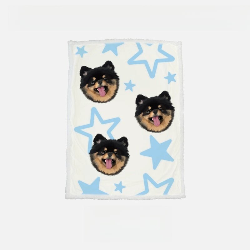 Custom Pet Portrait Sherpa Blanket – Personalized Dog & Cat Photo Fleece Blanket, Soft Double - Layer Throw - paw&bond