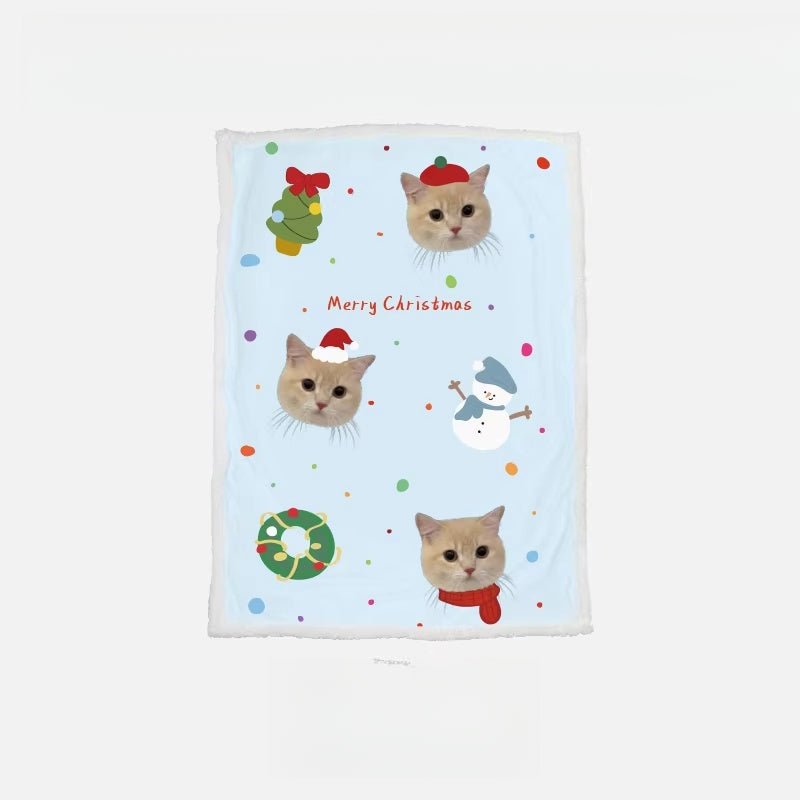 Custom Pet Portrait Sherpa Blanket – Personalized Dog & Cat Photo Fleece Blanket, Soft Double - Layer Throw - paw&bond