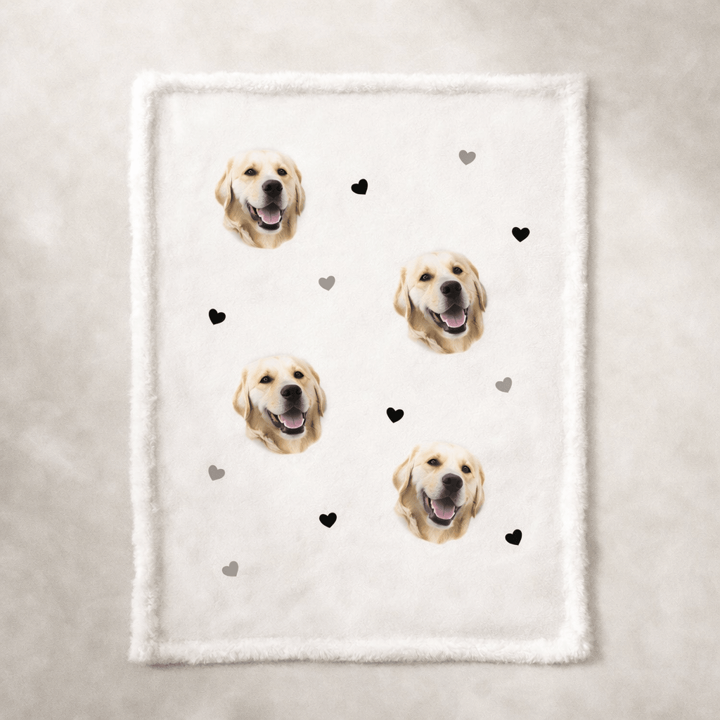 Custom Pet Portrait Sherpa Blanket – Personalized Dog & Cat Photo Fleece Blanket, Soft Double - Layer Throw - paw&bond