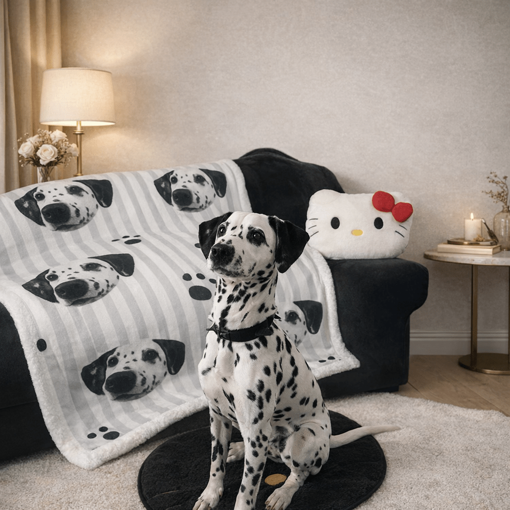 Custom Pet Portrait Sherpa Blanket – Personalized Dog & Cat Photo Fleece Blanket, Soft Double - Layer Throw - paw&bond