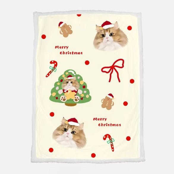 Custom Pet Portrait Sherpa Blanket – Personalized Dog & Cat Photo Fleece Blanket, Soft Double - Layer Throw - paw&bond
