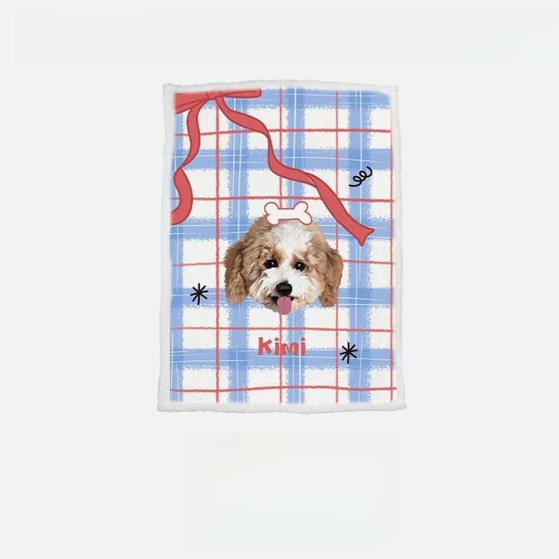 Custom Pet Portrait Sherpa Blanket – Personalized Dog & Cat Photo Fleece Blanket, Soft Double - Layer Throw - paw&bond