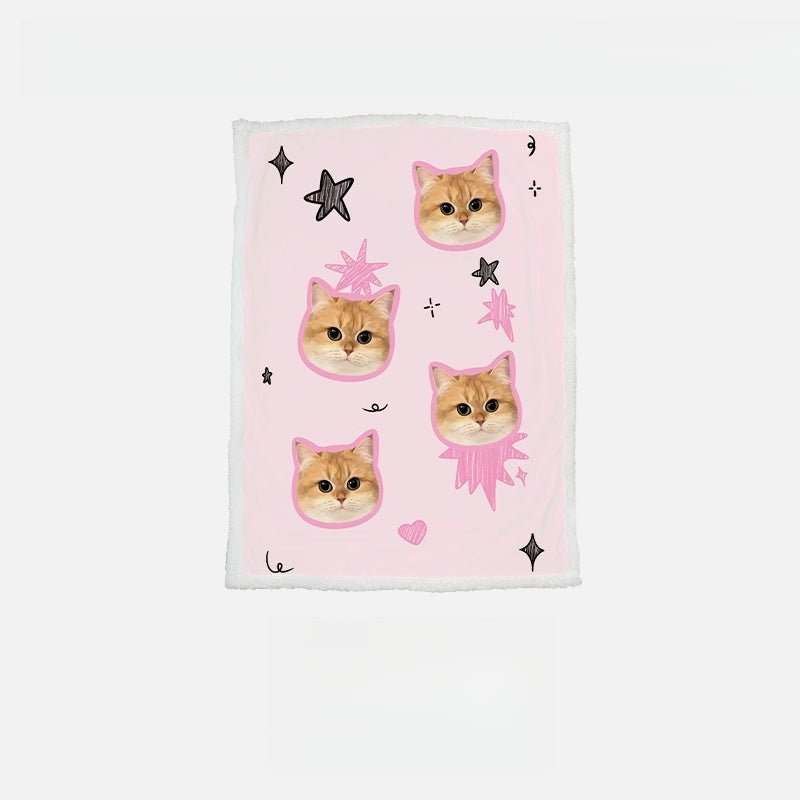Custom Pet Portrait Sherpa Blanket – Personalized Dog & Cat Photo Fleece Blanket, Soft Double - Layer Throw - paw&bond