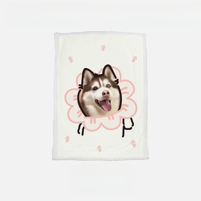 Custom Pet Portrait Sherpa Blanket – Personalized Dog & Cat Photo Fleece Blanket, Soft Double - Layer Throw - paw&bond