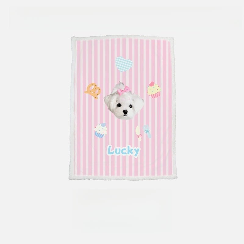 Custom Pet Portrait Sherpa Blanket – Personalized Dog & Cat Photo Fleece Blanket, Soft Double - Layer Throw - paw&bond