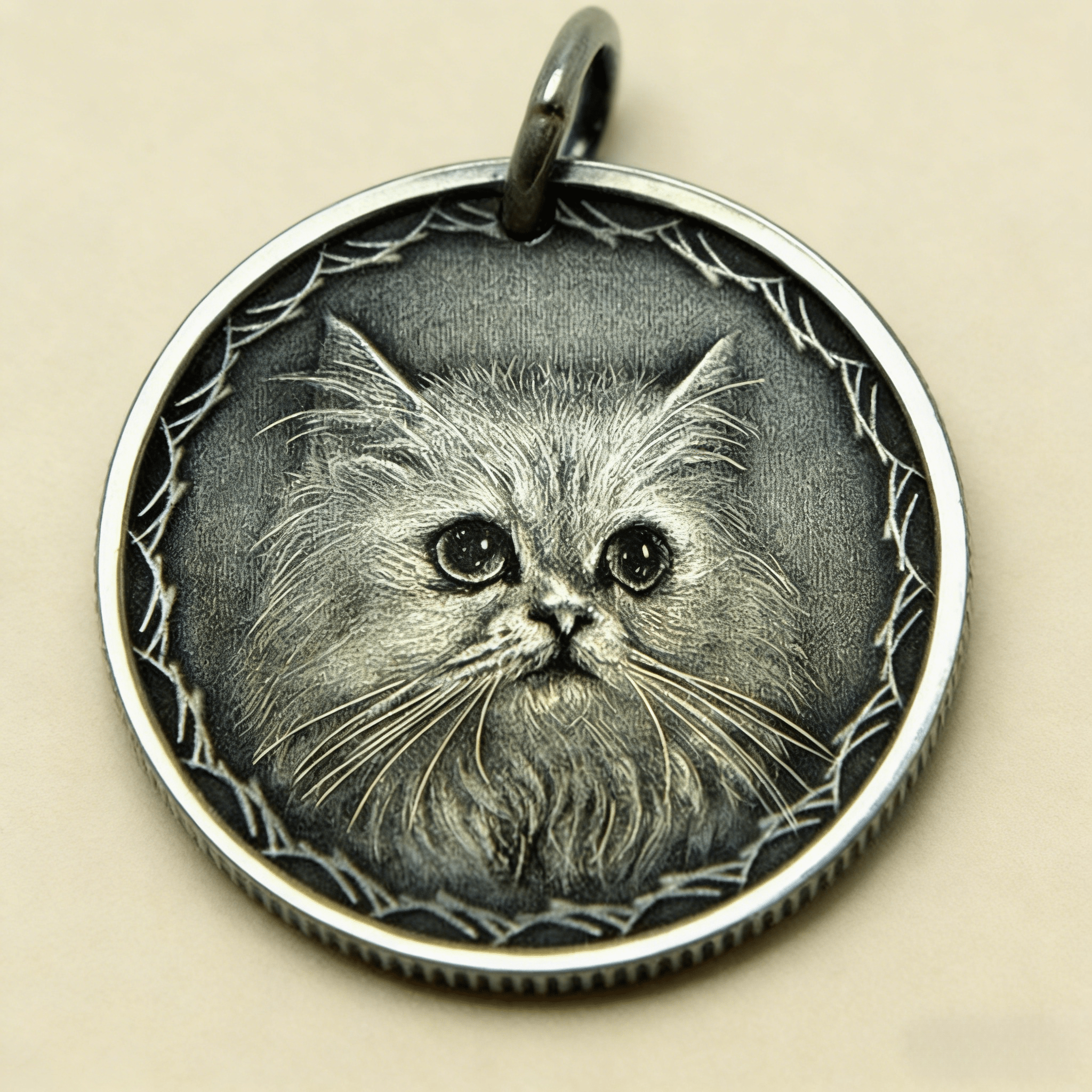 Custom Pet Portrait Silver Necklace – Hand Engraved 999 Fine Silver Pendant - paw&bond