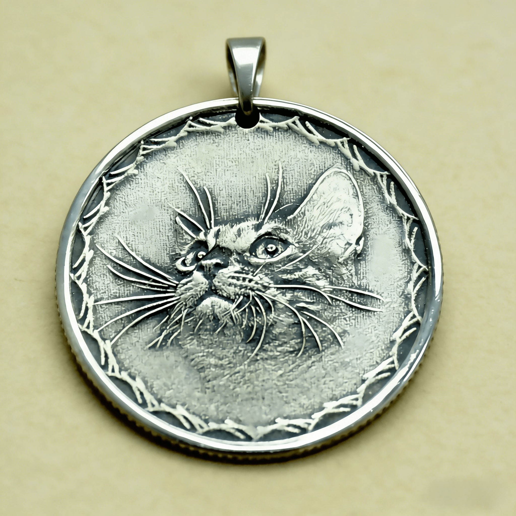 Custom Pet Portrait Silver Necklace – Hand Engraved 999 Fine Silver Pendant - paw&bond