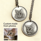 Custom Pet Portrait Silver Necklace – Hand Engraved 999 Fine Silver Pendant - paw&bond