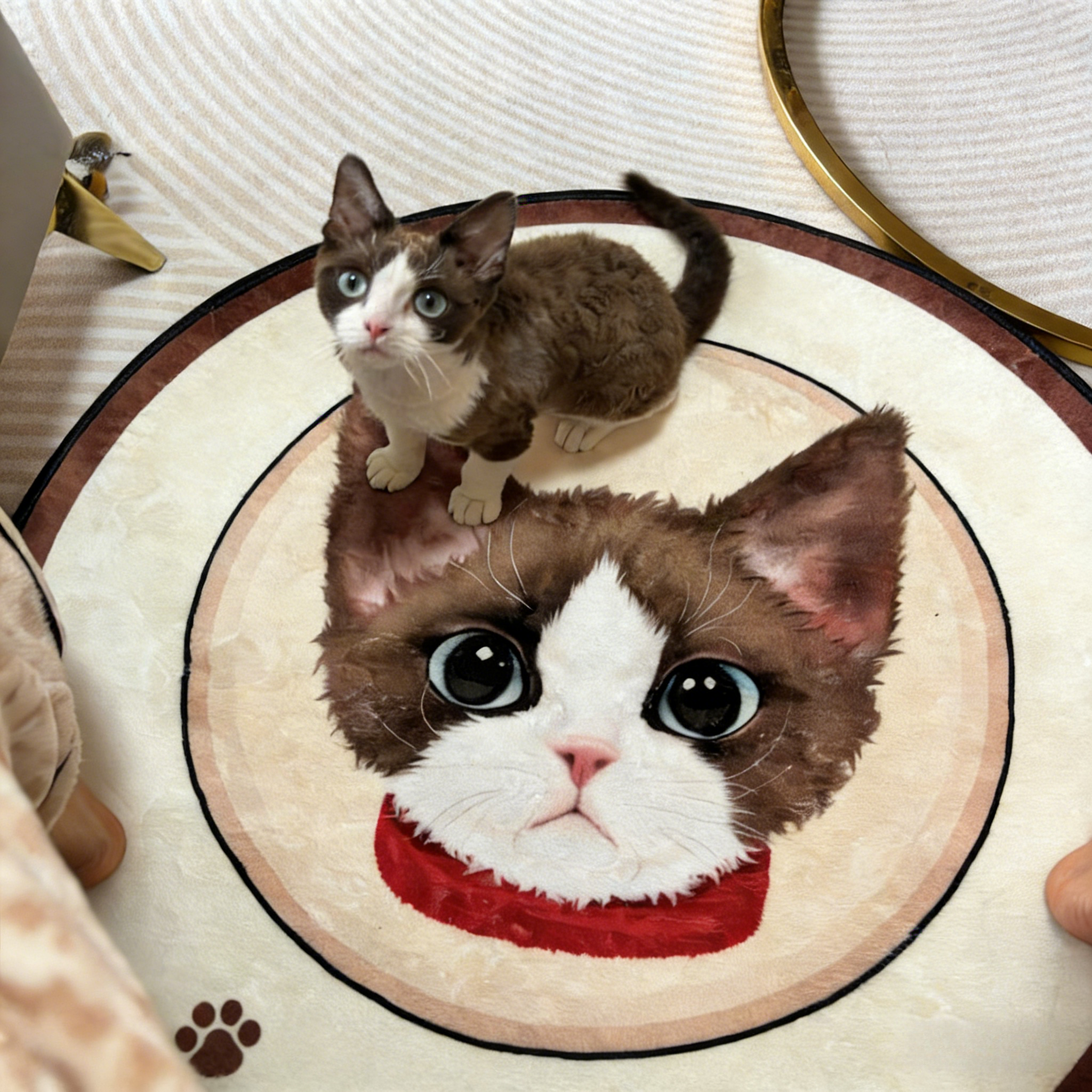 Custom Pet Illustration Rug – Personalized Hand-Drawn Pet Portrait Carpet