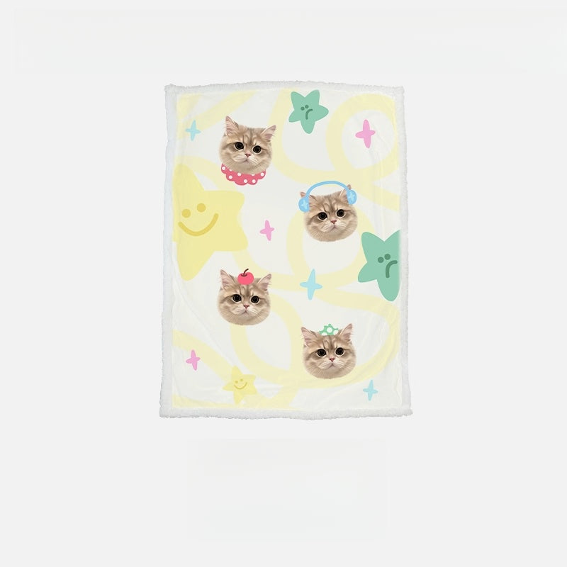 Custom Pet Portrait Sherpa Fleece Blanket – Personalized Dog & Cat Photo Throw