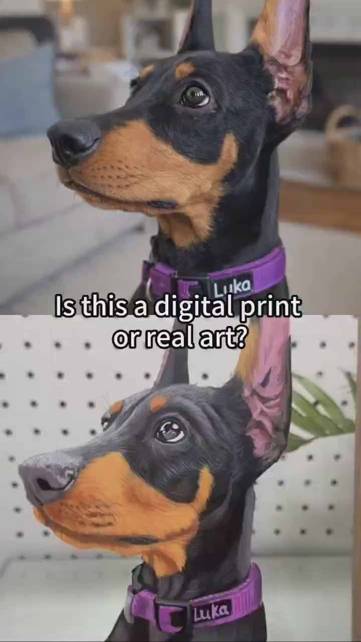 Custom Hand-Painted Pet Portrait on Glass – Personalized Dog & Cat Art