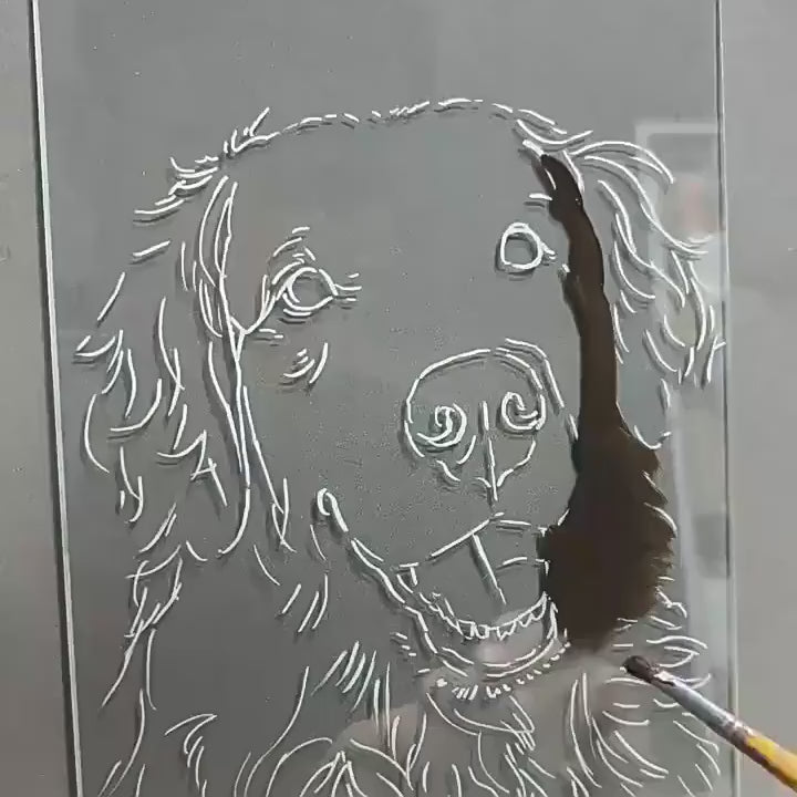Custom Hand Painted Pet Portrait on Glass – Personalized Acrylic Glass Pet Painting from Photo